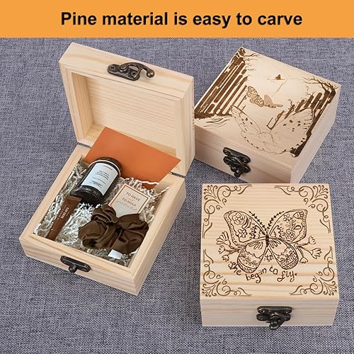 Miniatura 7 de GNIEMCKIN Paquete de 6 cajas de madera, cajas de madera sin pintar sin terminar para manualidades, proyectos de bricolaje y almacenamiento de joyas