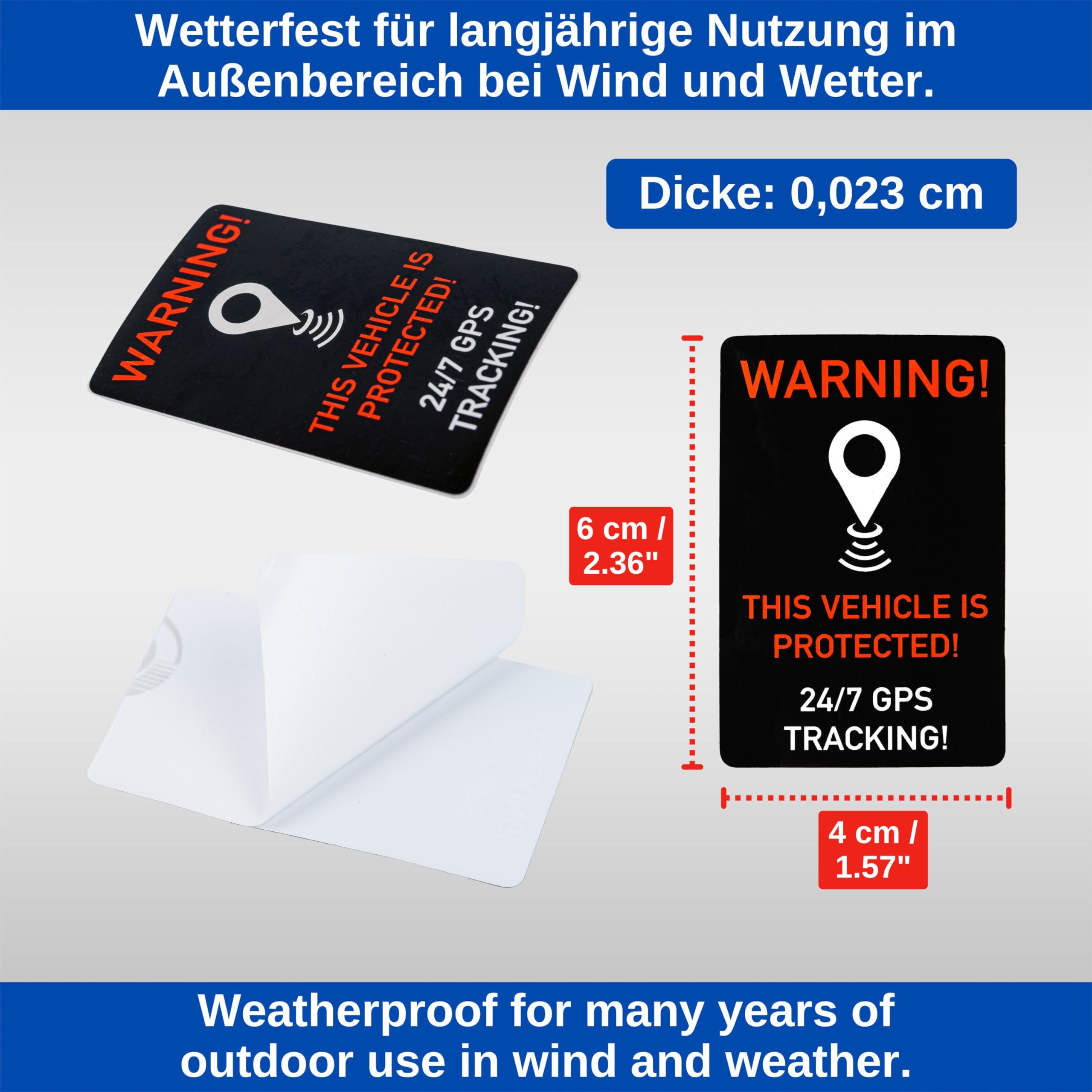 GPS & Alarm Aufkleber-Paar Fürs Auto – Fensteraufkleber „GPS Tracker Montiert“ X2
