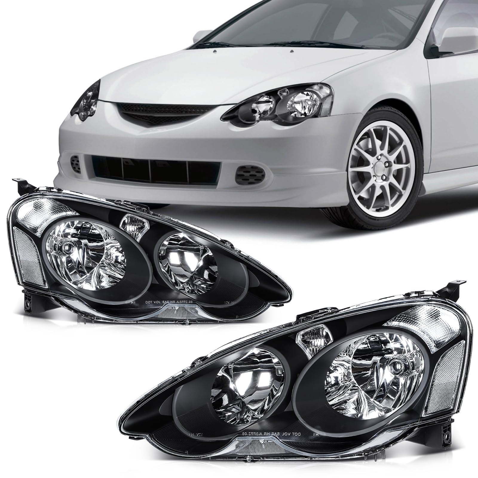 SCITOO Headlight Assembly Fit 2014-2021 For Toyota 4Runner Black Housing Amber Reflector Pair Headlights 81170-35571 — view 81