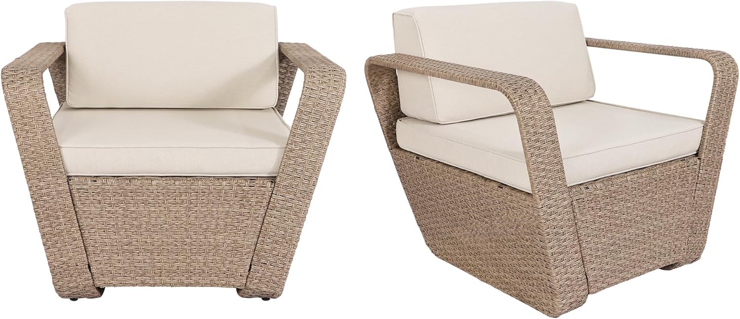 MAGIC UNION Wicker Patio Furniture Single Sofa Set of 2