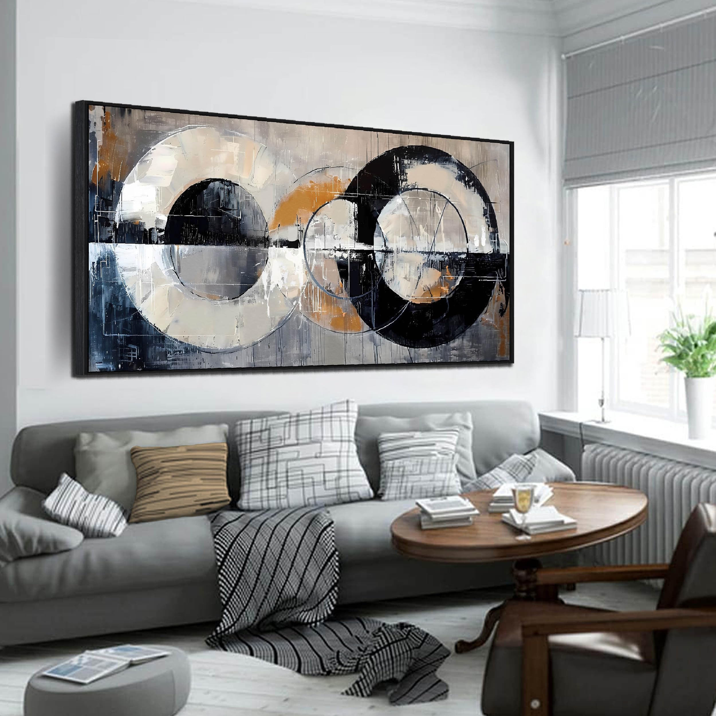 Abstract Wall Art for Living Room - Large Canvas Wall Art for Office - Modern Framed Artwork for Walls Size 29" x 59"