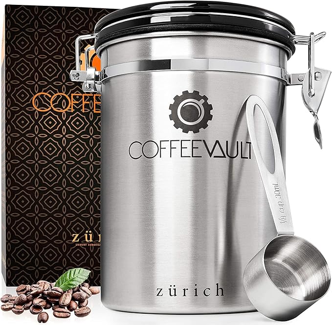 Coffee Canister for Ground Coffee with Scoop, 22oz