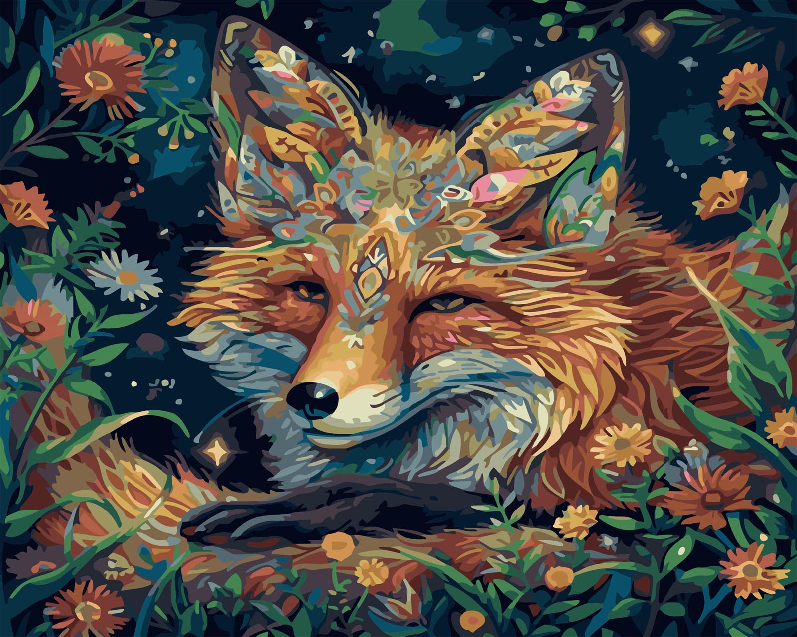 CaptainCrafts Paint by Numbers for Adults Diy Oil Painting Paint by Numbers With Canvas Acrylic Art Crafts House Decor 16x20 Inch (Frameless, Smiling Fox) — image 1
