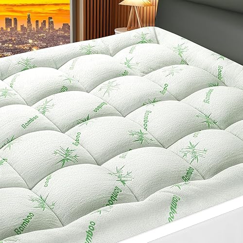 Acnalboma Cubrecolchón de bambú tamaño King, 1000 GSM, transpirable, extra grueso, funda de colchón refrescante para dolor de espalda, parte disponible en Yaxa Venezuela