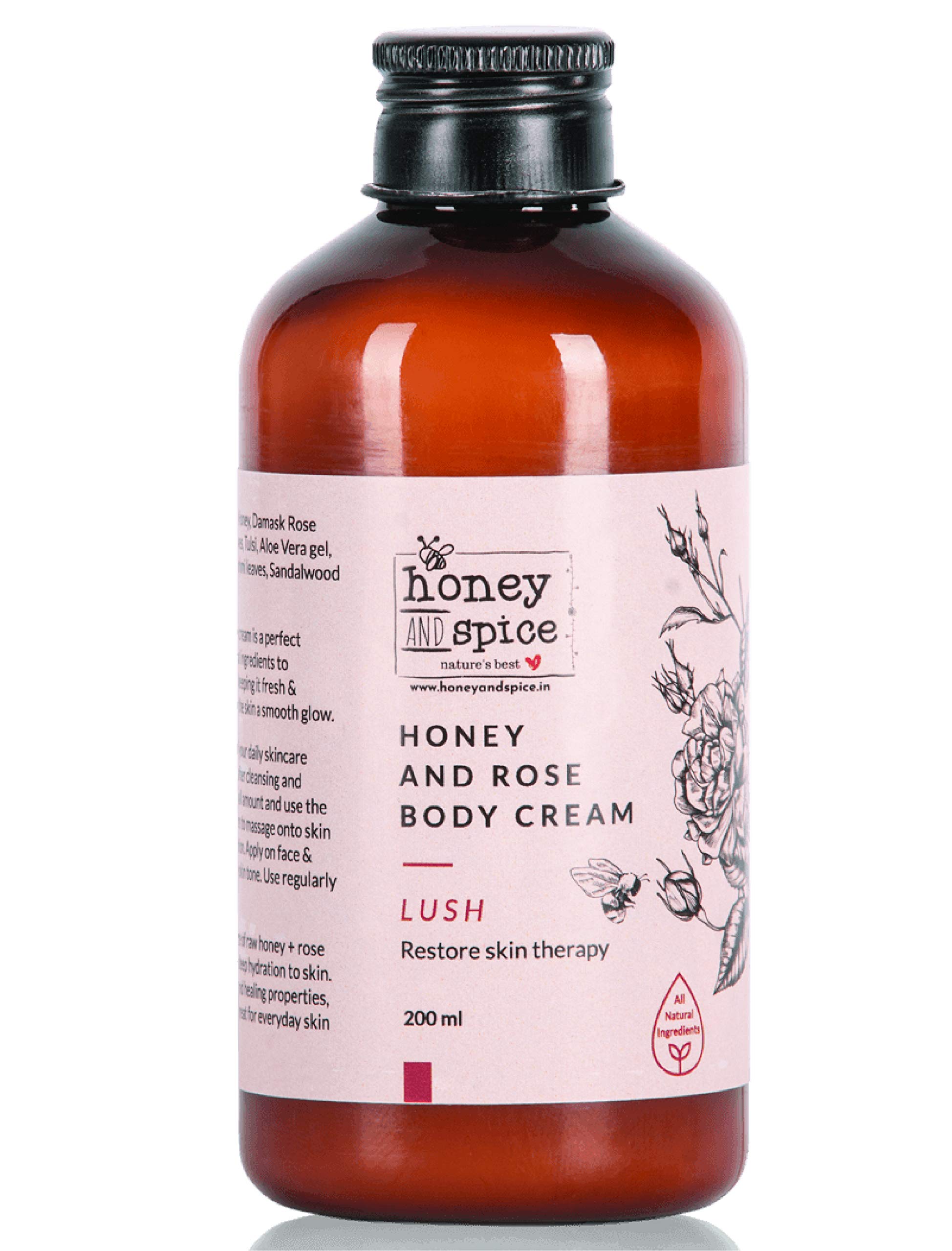 Honey and SpiceHoney & Rose Body Cream Moisturizer With All Natural Ingredients 200ML