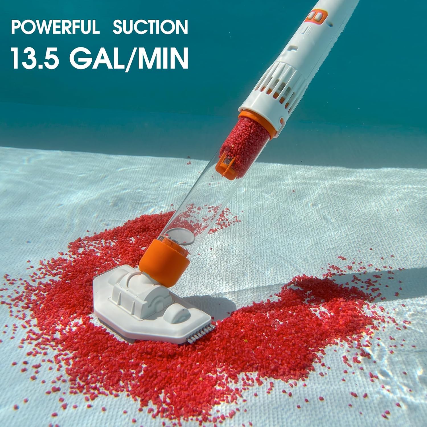 All in ONE Rechargeable Pool & Spa Hot Tub Vacuum Cleaner - Dual Mode & Magnetic Drive System, 25µm Ultra Fine Mesh Filters for Hot Tub, Small Above Ground Pools, 70 Mins (Orange)