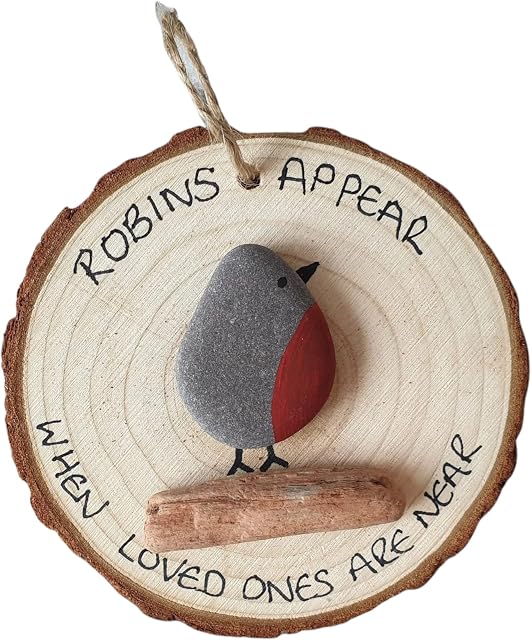 Robins Appear When Loved Ones Are Near | Pebble Art | Handmade Christmas Hanging Decoration