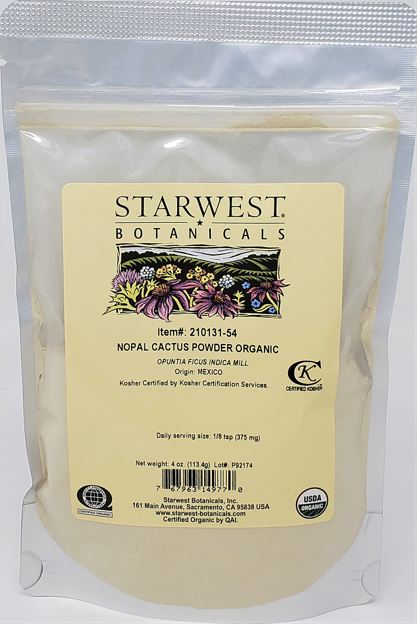 Starwest Botanicals Organic Nopal Cactus Powder, 4 Ounces