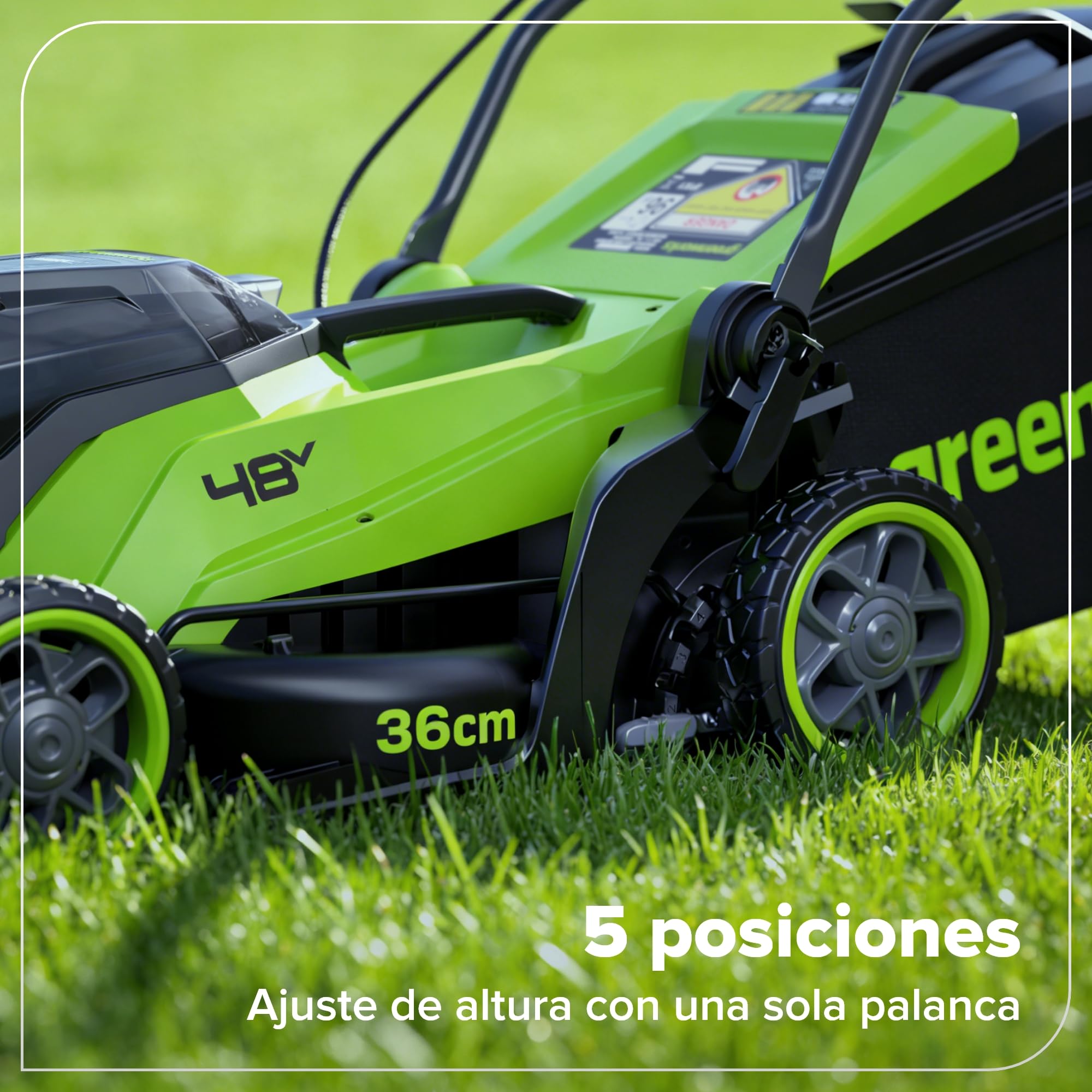 Greenworks 48V (24V x 2) Cortacésped de batería Li-Ion 24V 36cm Ancho Corte hasta 400m² a y Cortabordes Inalámbrico con Cabezal de Alimentación Automática con 1 Batería 4Ah y Cargador-MTCK48B421-01