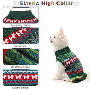 Mihachi Dog Sweater - Winter Coat Apparel Clothes with Colorful Stripes for Cold Weather