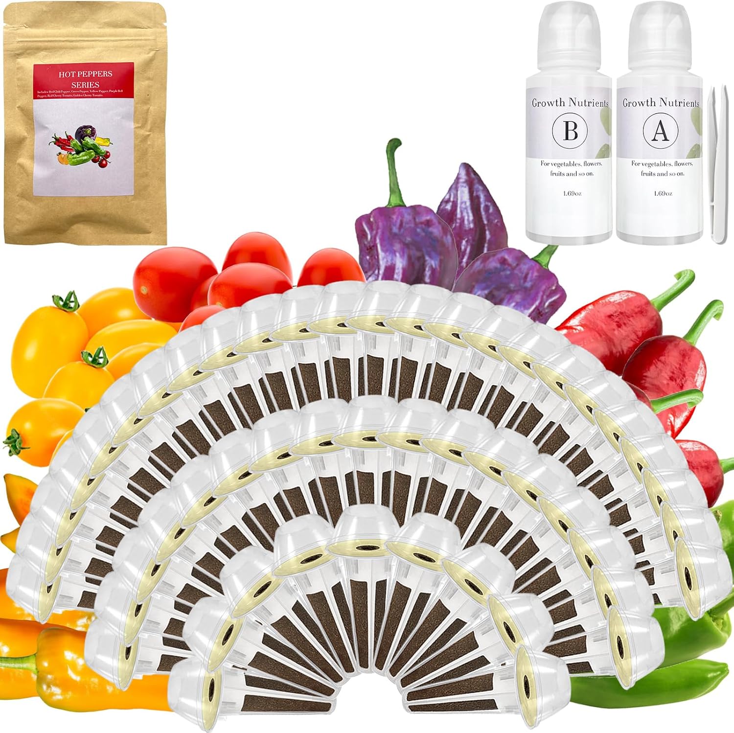 Red Heirloom Cherry Tomato Seed Pod Kit for AeroGarden, idoo with Red Heirloom/Golden Harvest Cherry Tomato and Red Chili/Green/Yellow/Purple Bell Pepper - Compatible with All Hydroponics (50-Pod)