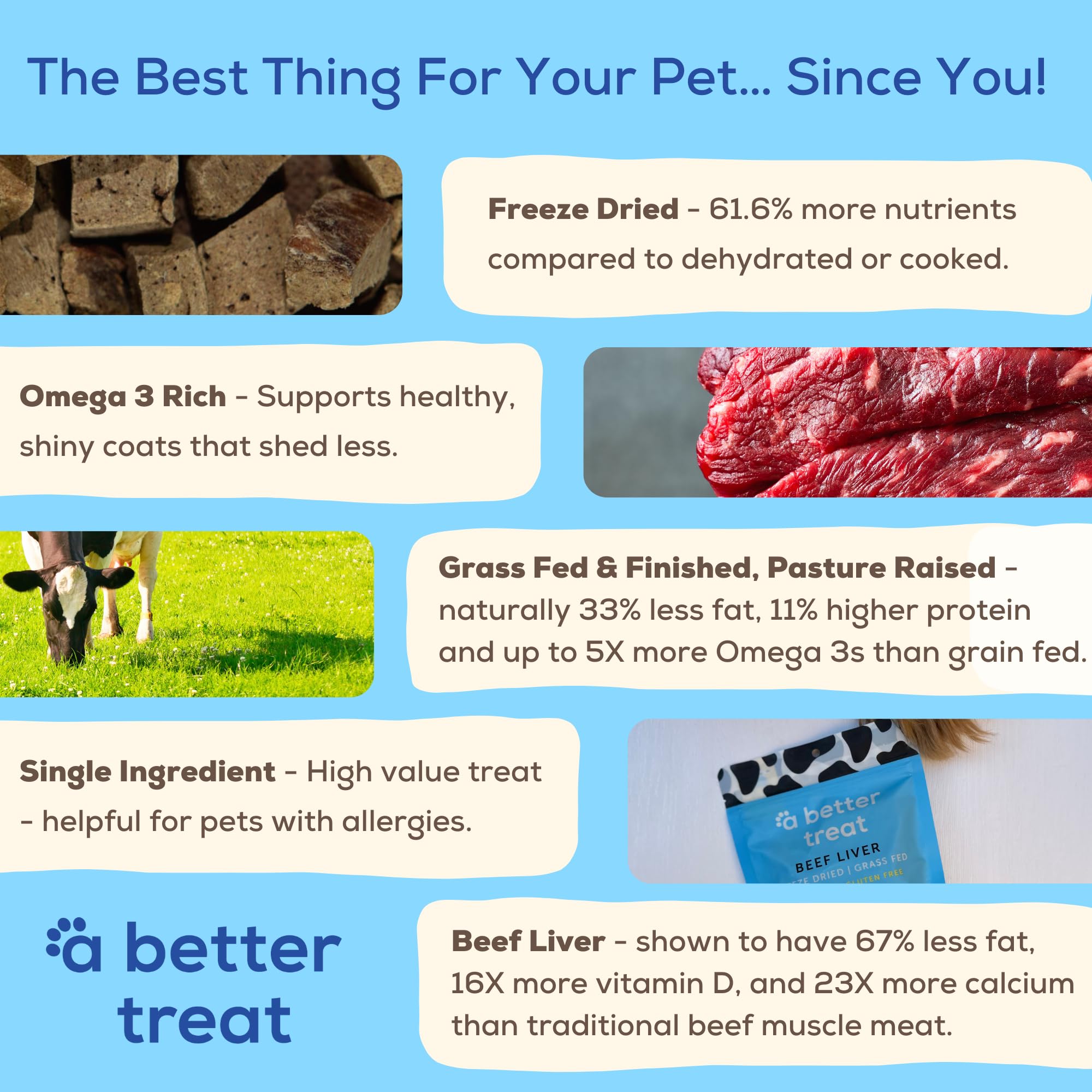 A Better Treat – Organic, Freeze Dried, Single Ingredient, 100% Grass Fed & Finished, Pasture Raised Beef Liver Dog Treats, Cat Treats | Natural Healthy | High Protein, Diabetic Friendly | Made in USA thumbnail 3