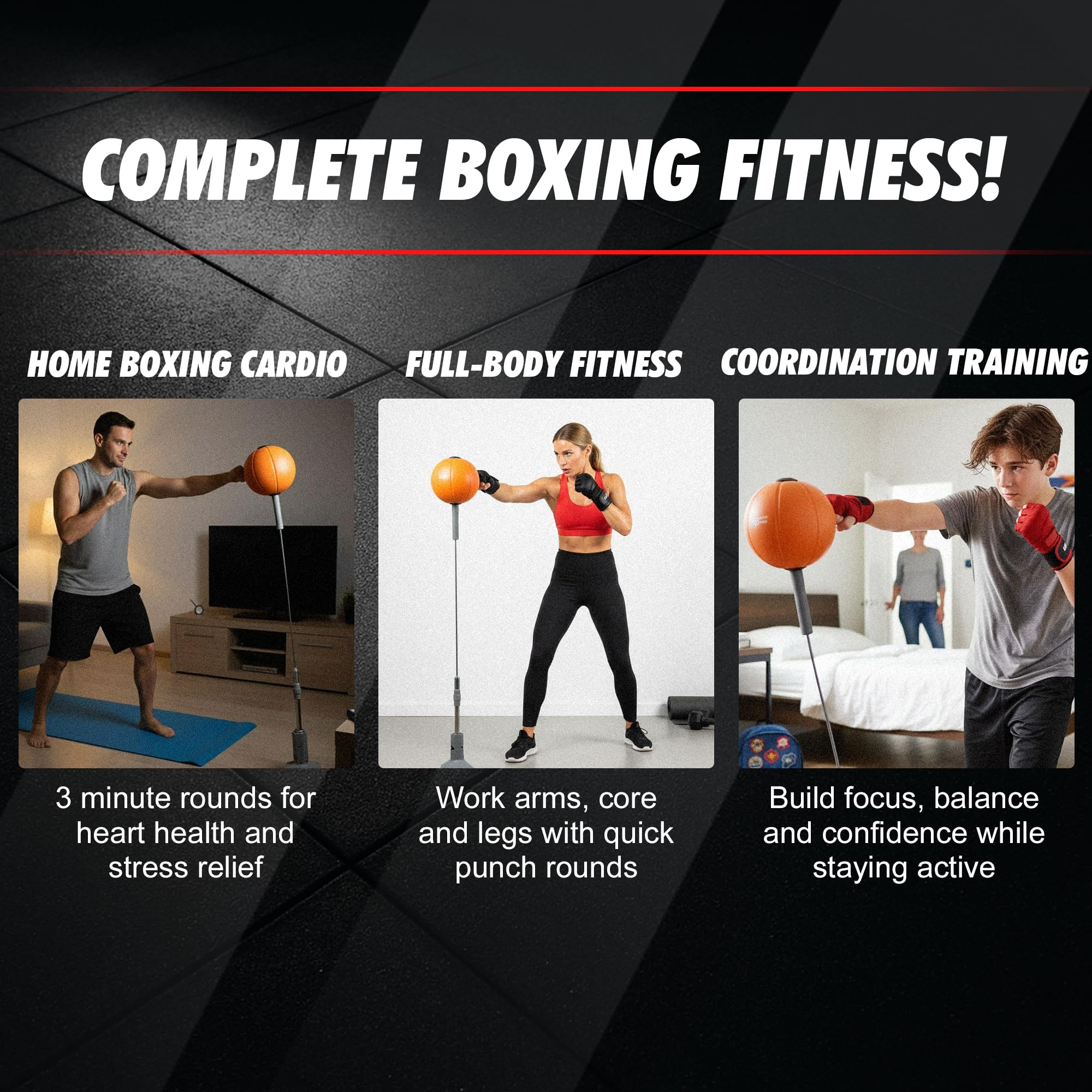 Punching Reflex Ball con Ventosa, Altura Ajustable 139–154 cm, Saco de Boxeo de Pie para Entrenamiento de Velocidad, Reflejos y Coordinación en Casa, Punching Ball Boxeo