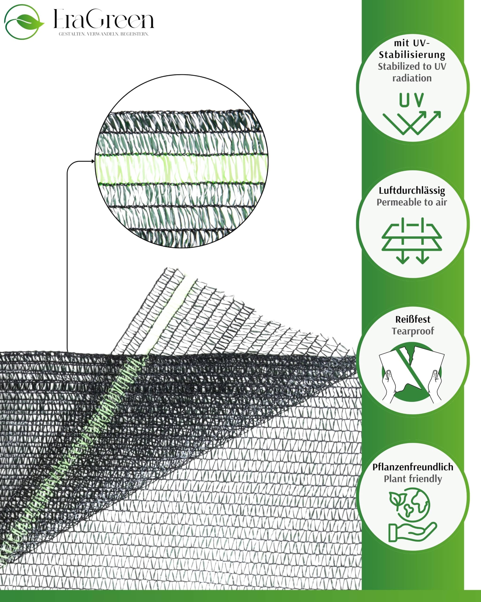 EraGreen Filet d'ombrage 1,5m x 1m - Protection solaire 40% d'ombrage pour plantes, grillage de jardin, balcon, serre - Stabilisé