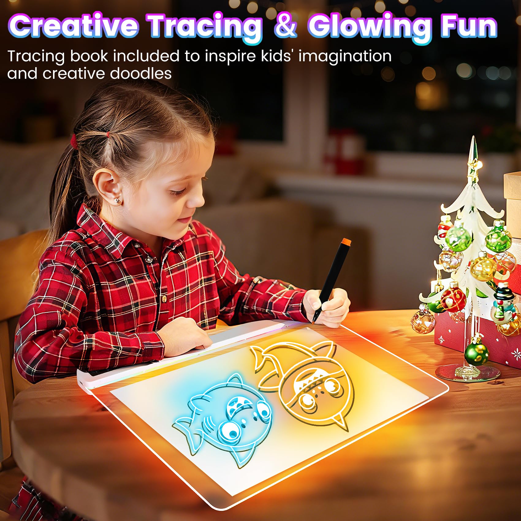Tavola da disegno a LED con penna a 12 colori, 305x 25cm, lampada da disegno a LED per bambini, in acrilico cancellabile a secco, per appunti, scarabocchiare, da scrivania, regalo per bambini, scuola