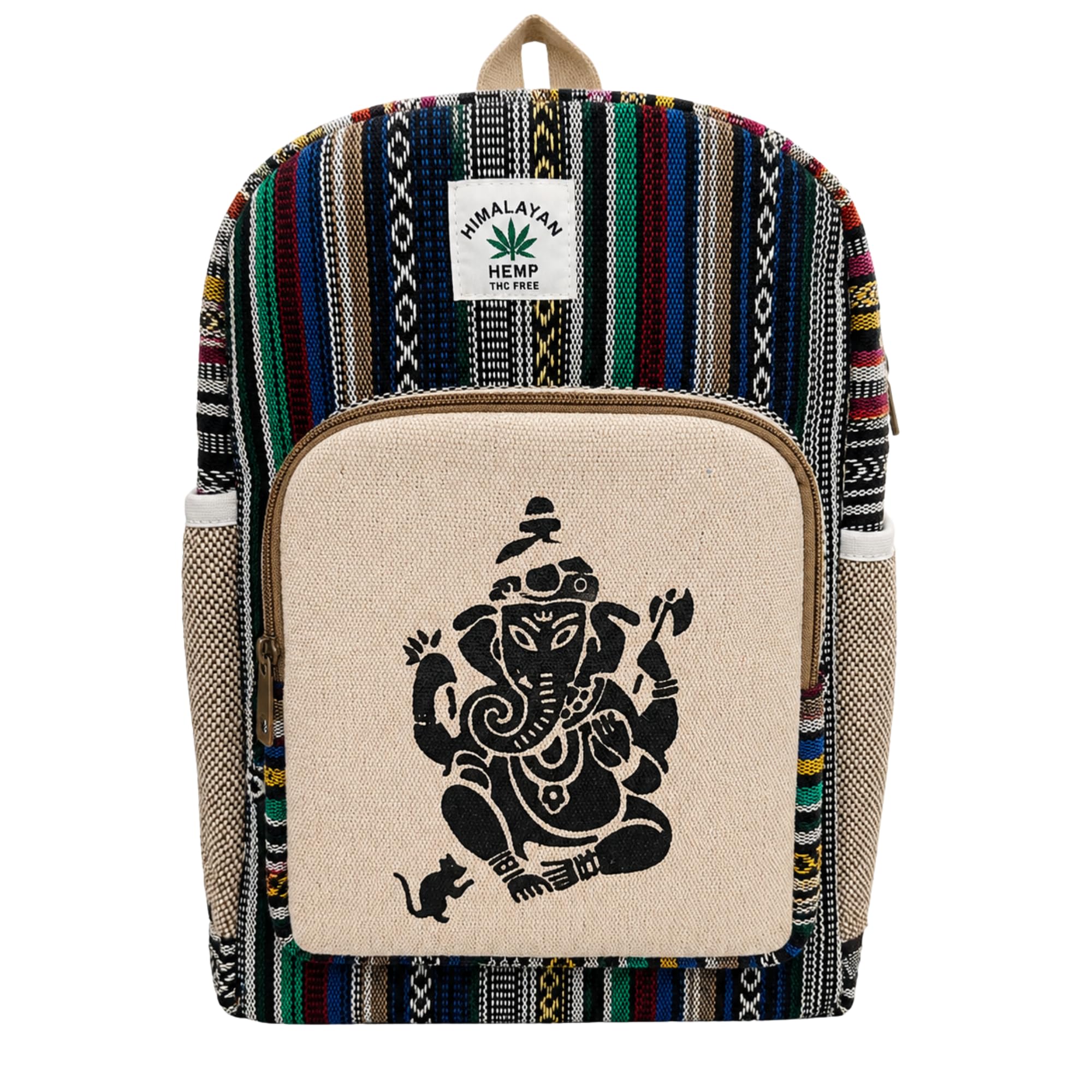 Hemp Ganesh Print Handmade Canvas Backpack-picture-29