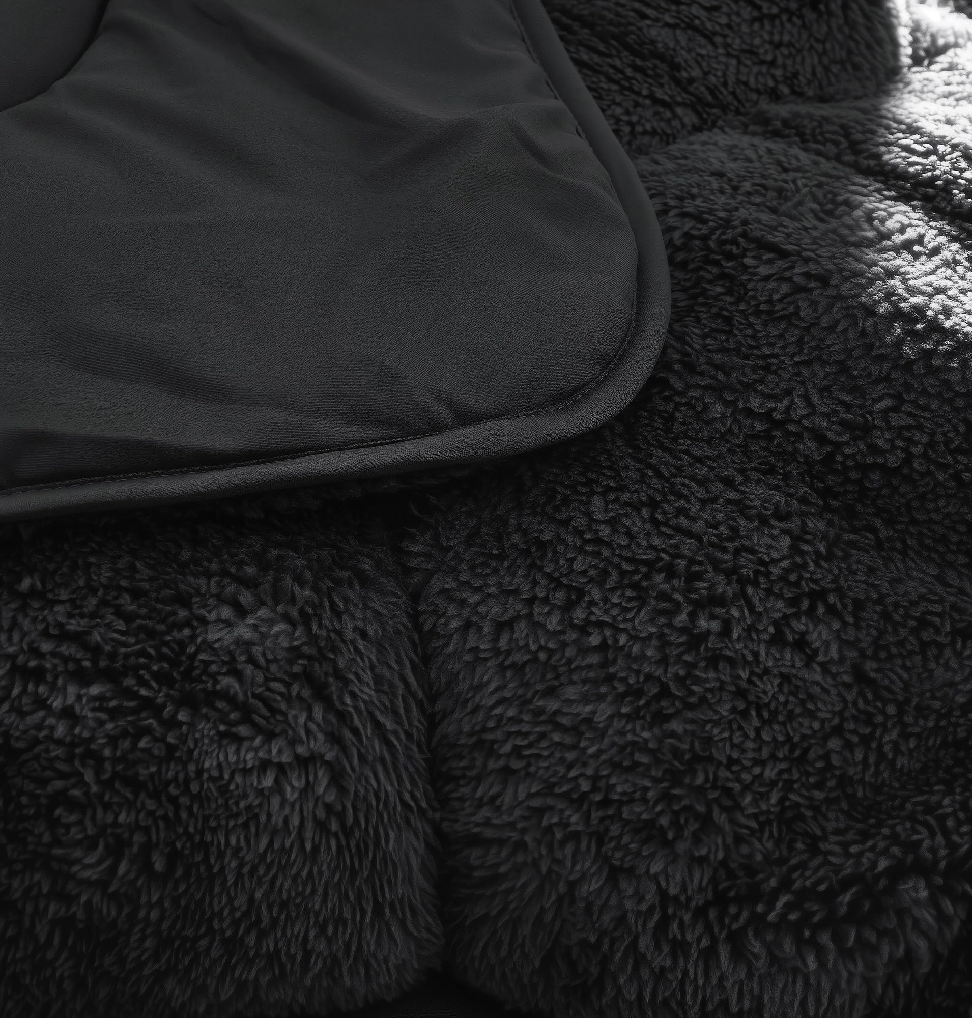 Sleeptime Bettdecke ohne Überzug - Teddy Premium - Schwarz - Doppelbett - 240 x 200 - Superweich & Waschbar - Inklusive Kissenbezüge