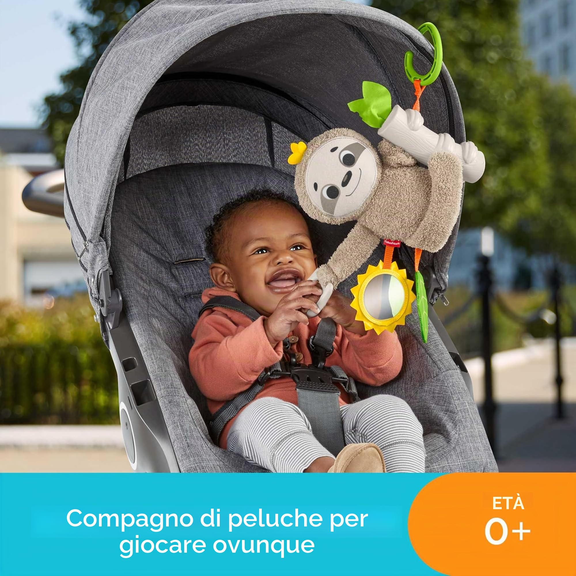 Fisher-Price Bradipo, Giocattolo Agganciabile per Passeggino, per Neonati, FXC31