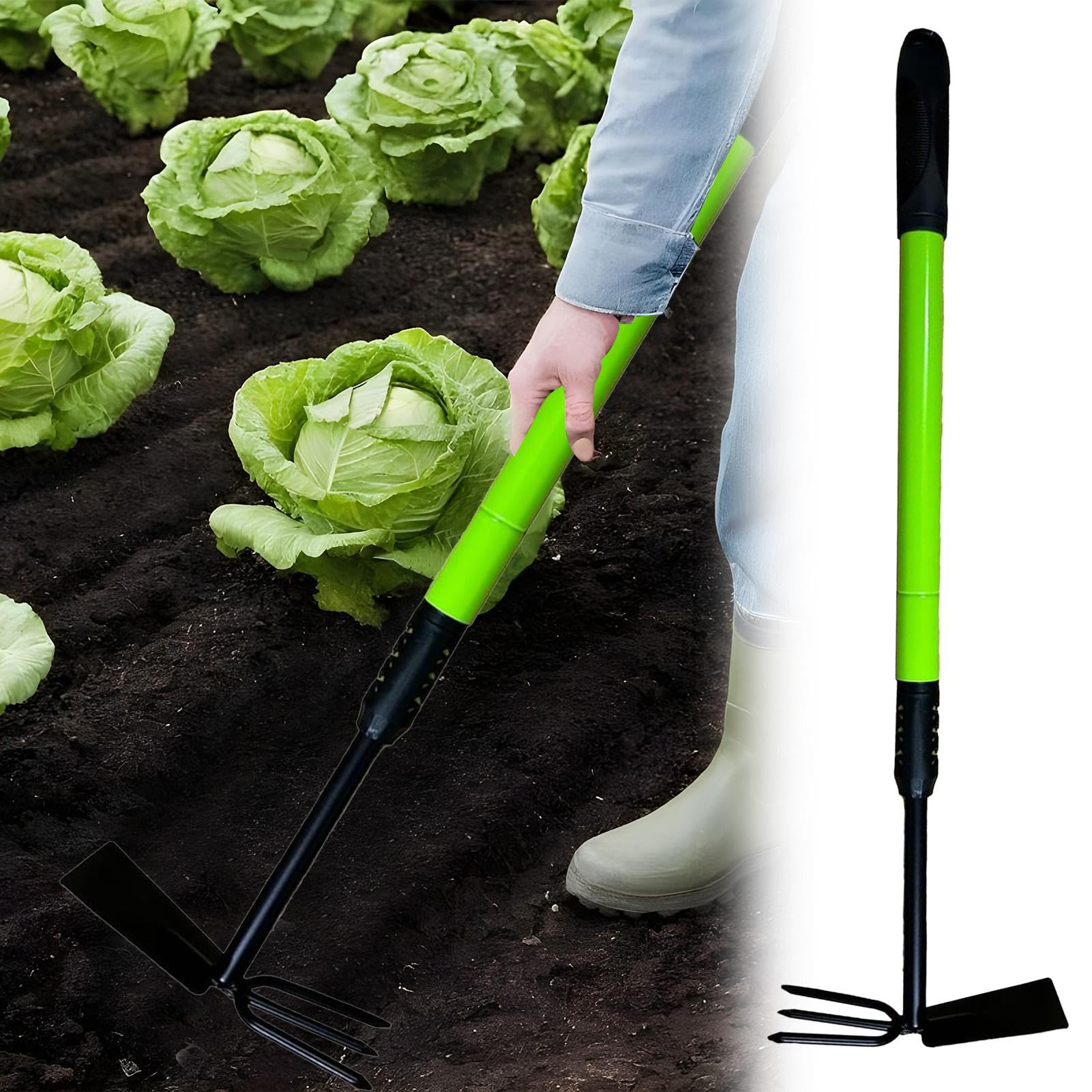 Herramienta de jardín de azada Resistente, azada de jardín,Azada Manual telescópica Resistente con cultivador - Cultivador telescópico de Mango Largo, rastrillo de azada, Tenedor para