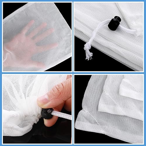 Miniatura 7 de Thinp Paquete de 6 redes de limpieza de piscina, 9 x 12.2 pulgadas, bolsa de malla fina, bolsa de repuesto con cordón de tracción y bloqueo, bolsas