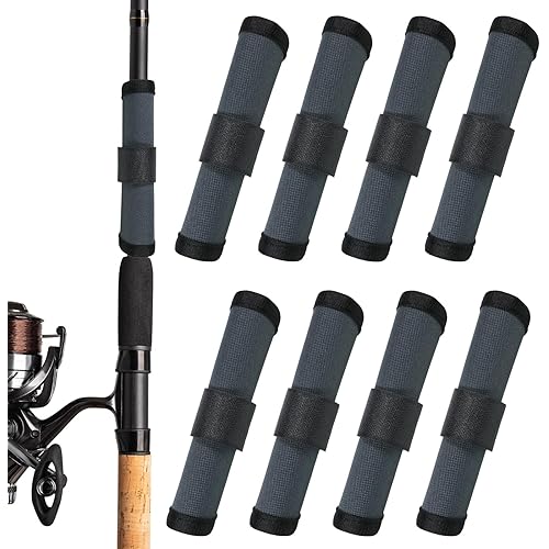 8 Pack Fishing Lure Covers, 6 Inch Lure Wraps for Fishing Rod Lures Shield Fishings Hook Bait Covers Storage Fishings Accessories for Fishermen Safe (Gray)