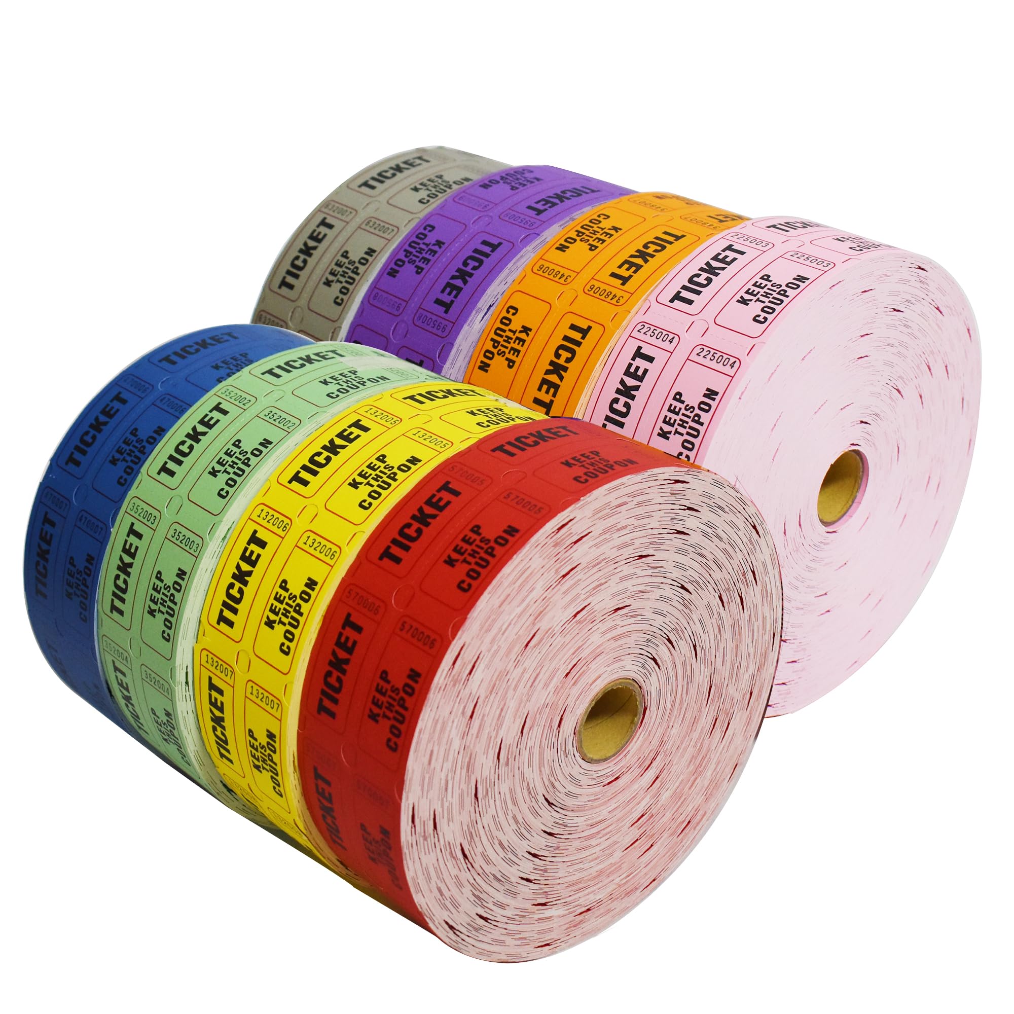 SEETOOOGAMES Boletos de rifa doble rollo, juego completo de 8 colores (8 rollos de 2000 boletos cada uno), boletos de rifa 50/50 para eventos, entrada, recompensa de clase, recaudación de fondos,