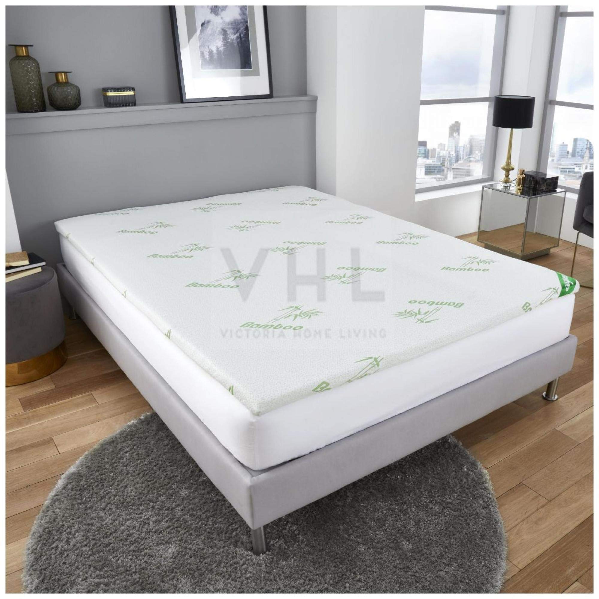 GC GAVENO CAVAILIA Antimicrobial Bamboo, Luxury Soft Foam 100% Polyester Anti-allergenic Breathable Bed Mattress, Kingsize Topper, White, King