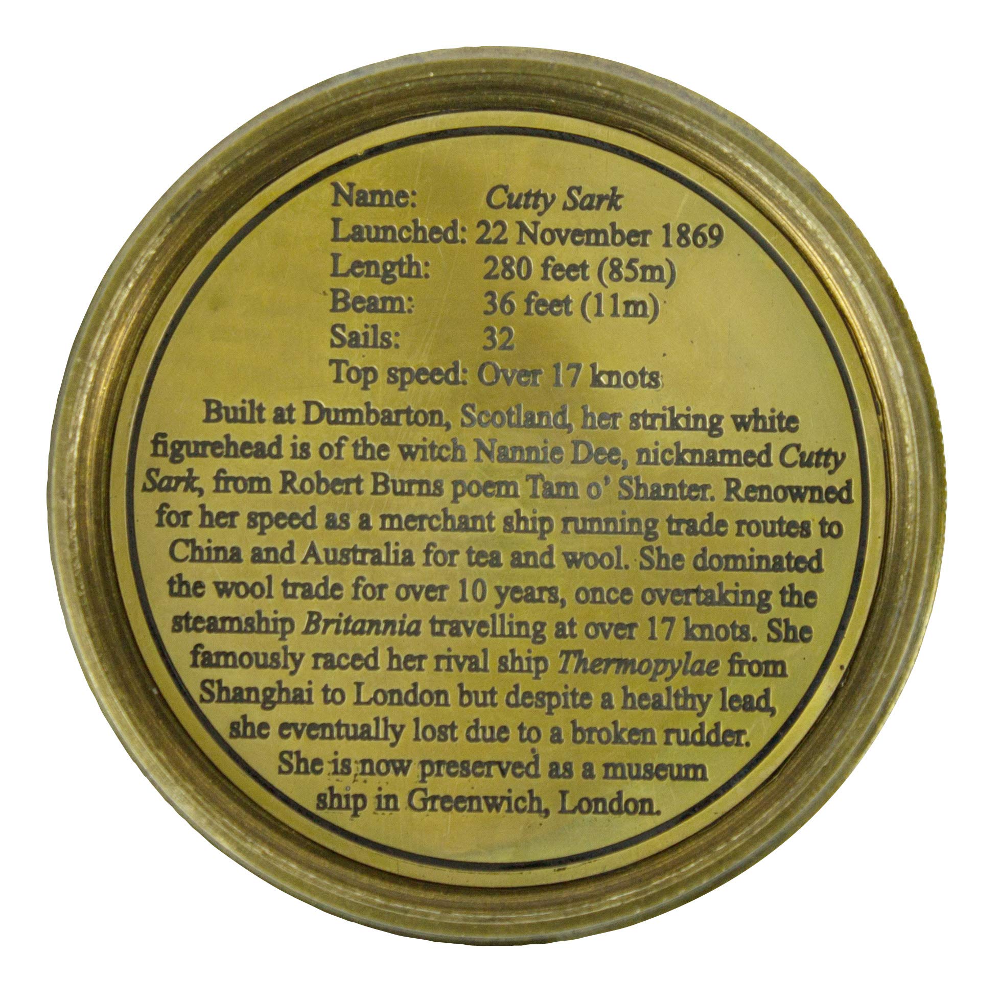 Cutty Sark Tribute Compass, Brass - Image 3