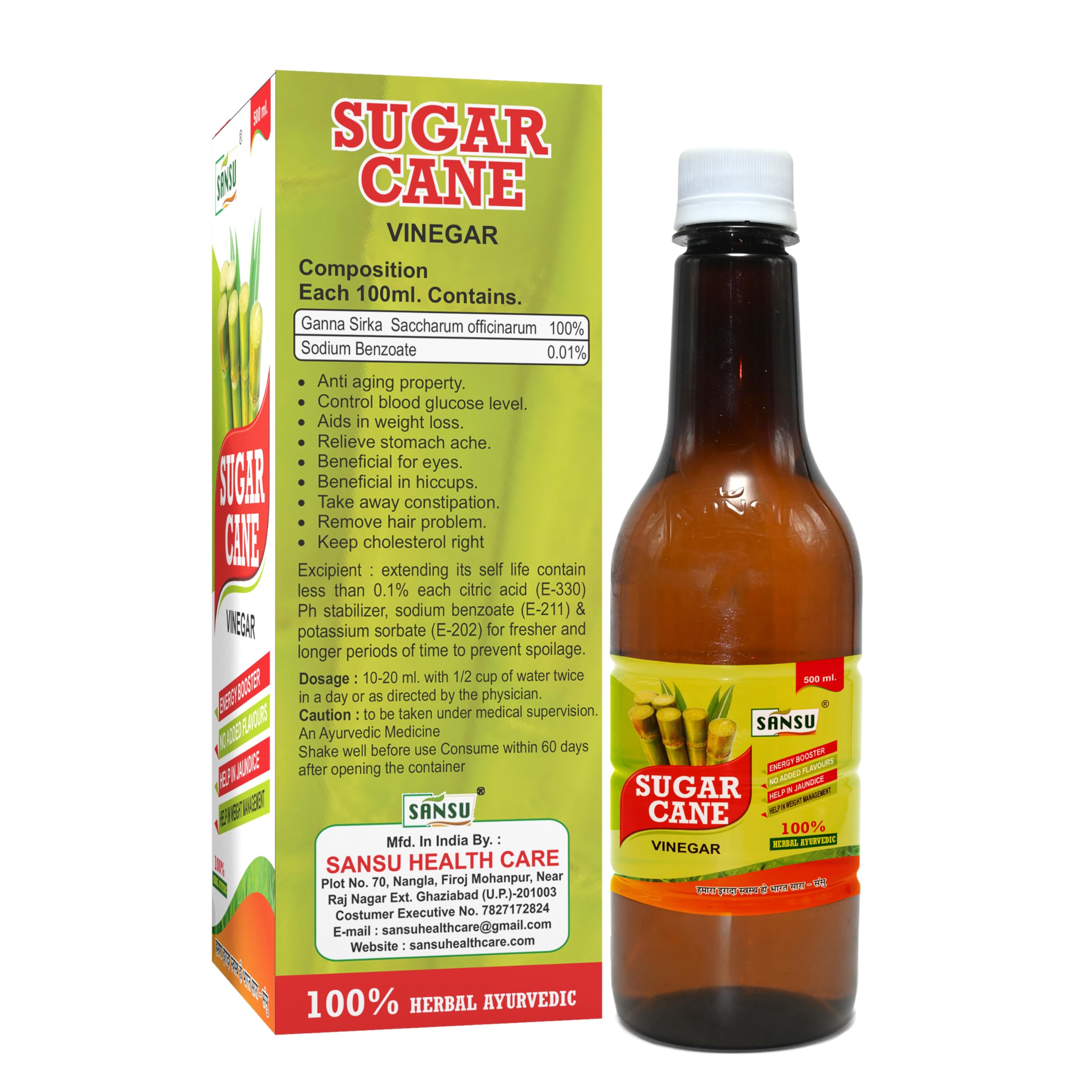 SANSU Sugarcane Vinegar, 500ml (Pack Of 3) 2