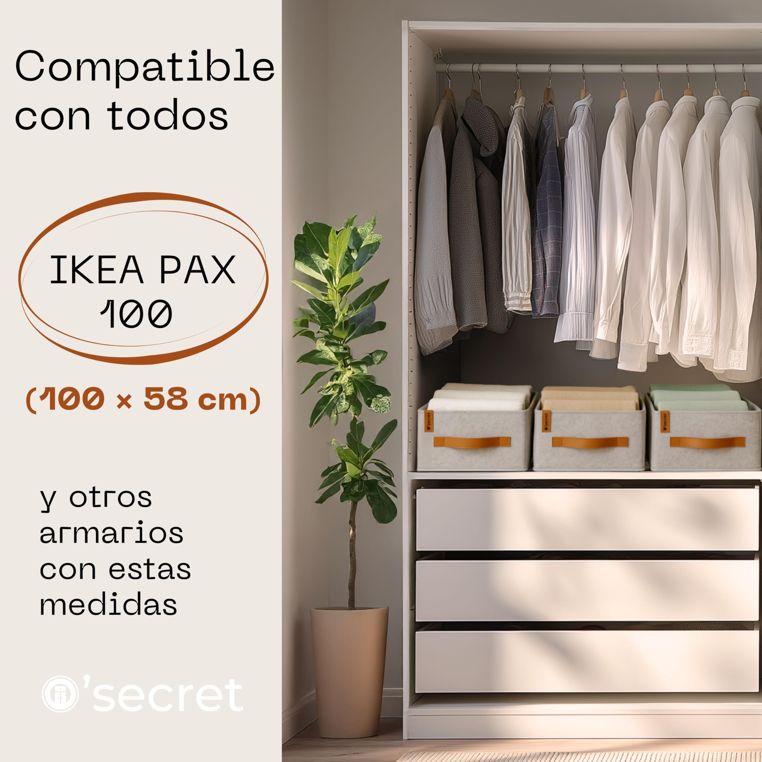 o’secret Organizador Armario Ropa para IKEA PAX 100cm, Set de 6 | Para vaqueros, camisetas y ropa interior, solución ordenada y compacta para armario