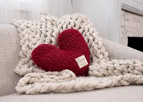 Miniatura 6 de DEMDACO Giving Heart - Almohada decorativa de felpa con peso de algodón de 10 x 11 pulgadas, color rojo arándano