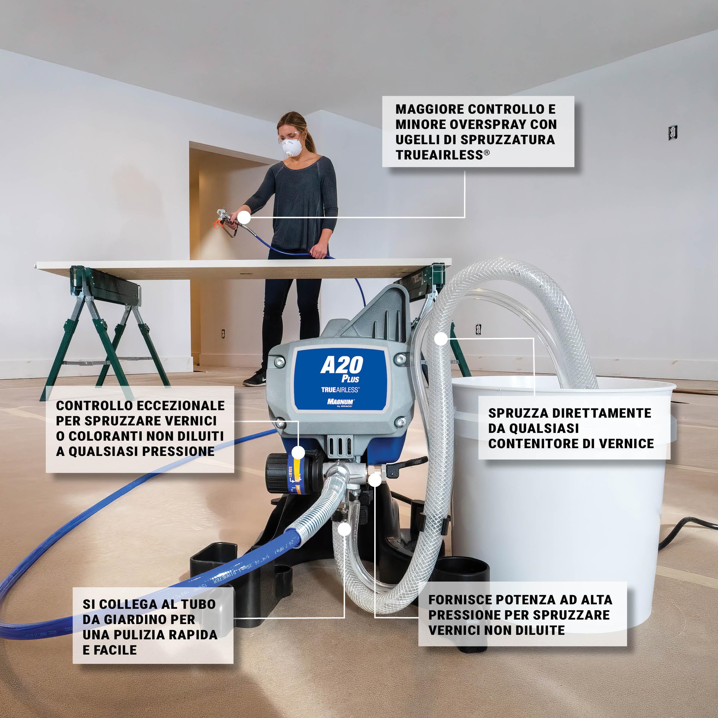 Magnum by Graco 17C243 A20 PLUS Spruzzatore di vernice airless, per uso domestico (portata 0,9 l/min, pressione massima 207 bar)