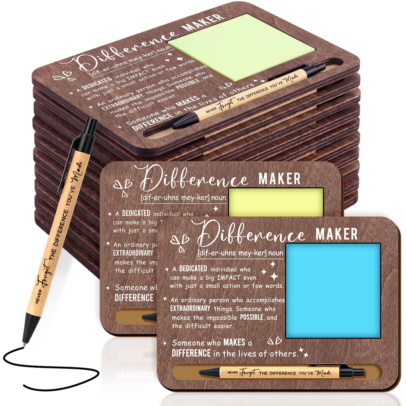Kosiz 10 Set Wooden Sticky Note Holder Kit, Difference, Brown