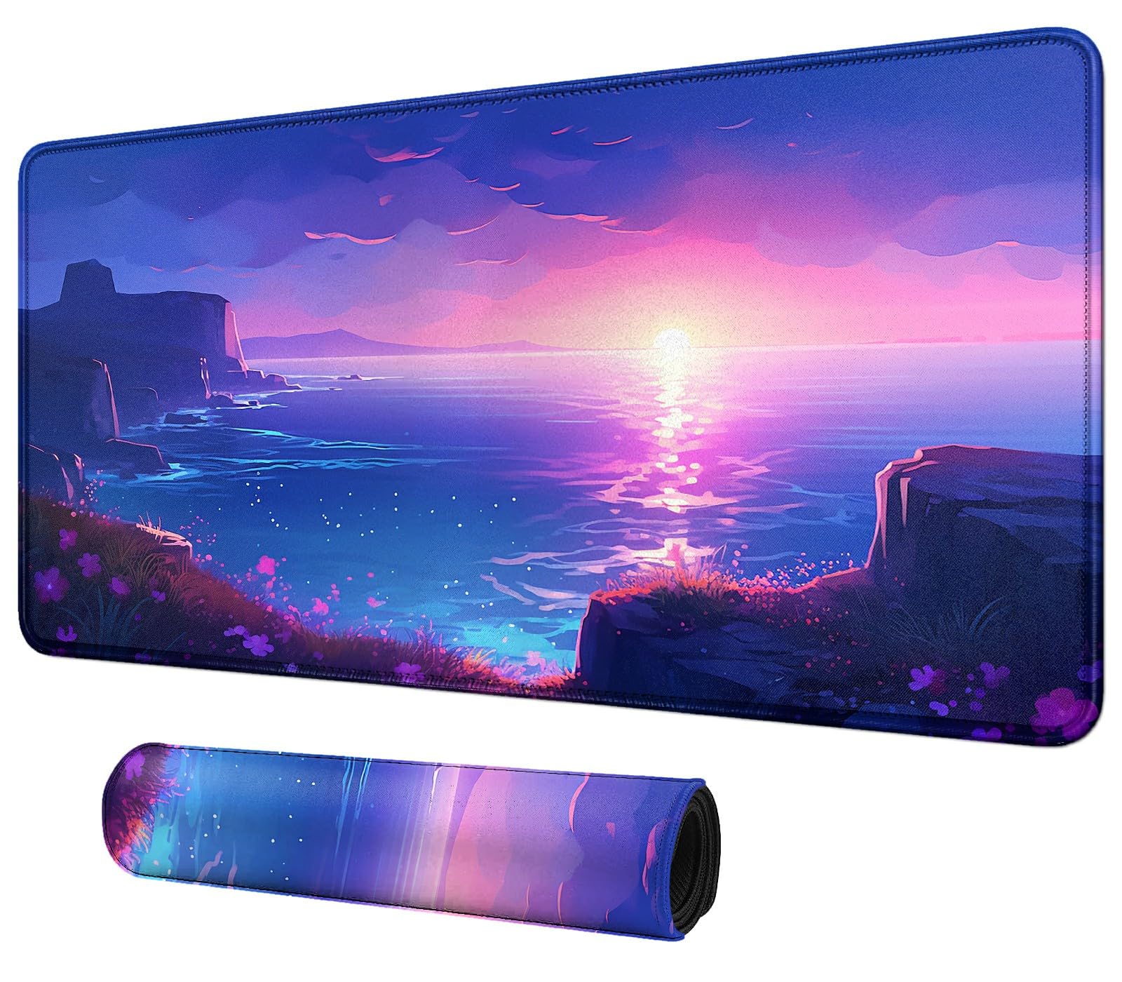 Card Mat for MTG &amp; TCG Playmat,Ocean Blue Sky Purple