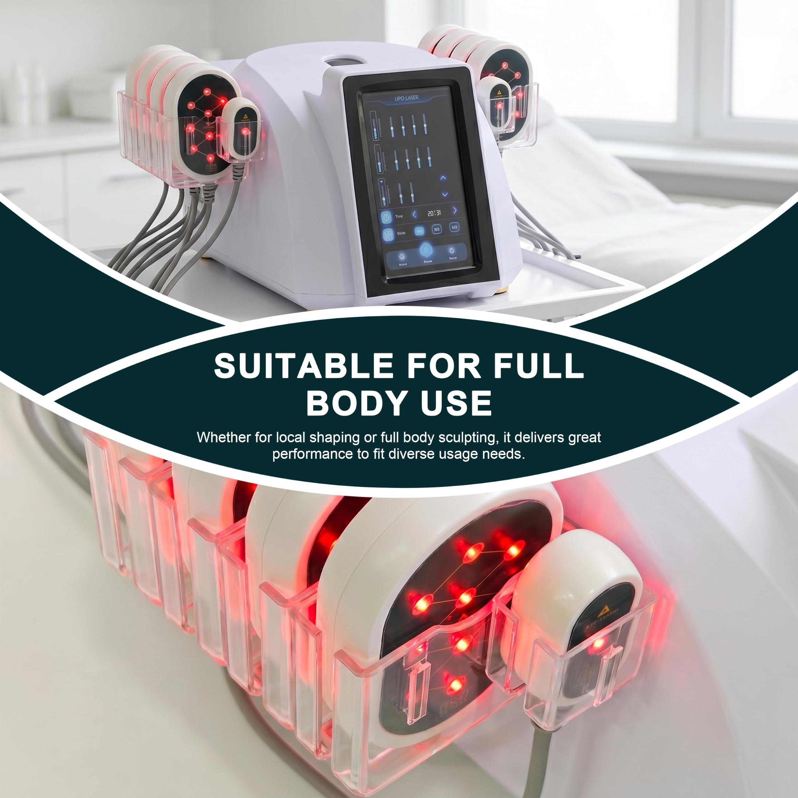 Elitzia 5MW Lipo Laser Brucia Grasso 10 Pannelli Macchina per il Contorno del Corpo Laser Lipo Dimagrante Non Invasiva Dispositivo LipoLaser per Riduzione del Grasso per Addome e Gambe Professionale