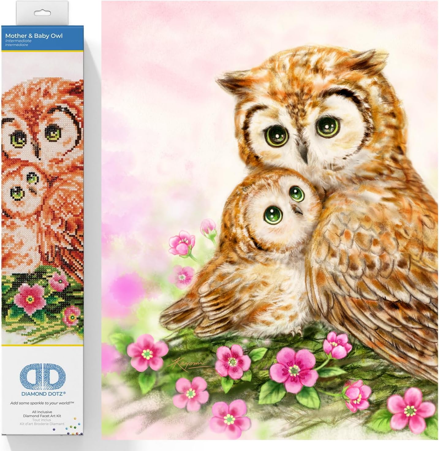 DIAMOND DOTZ Mother & Baby Owl Diamond Painting Kits for Adults - Diamond Art Kits a Relaxing Creative Craft Kit with Dotz Gems 16.5x16.5