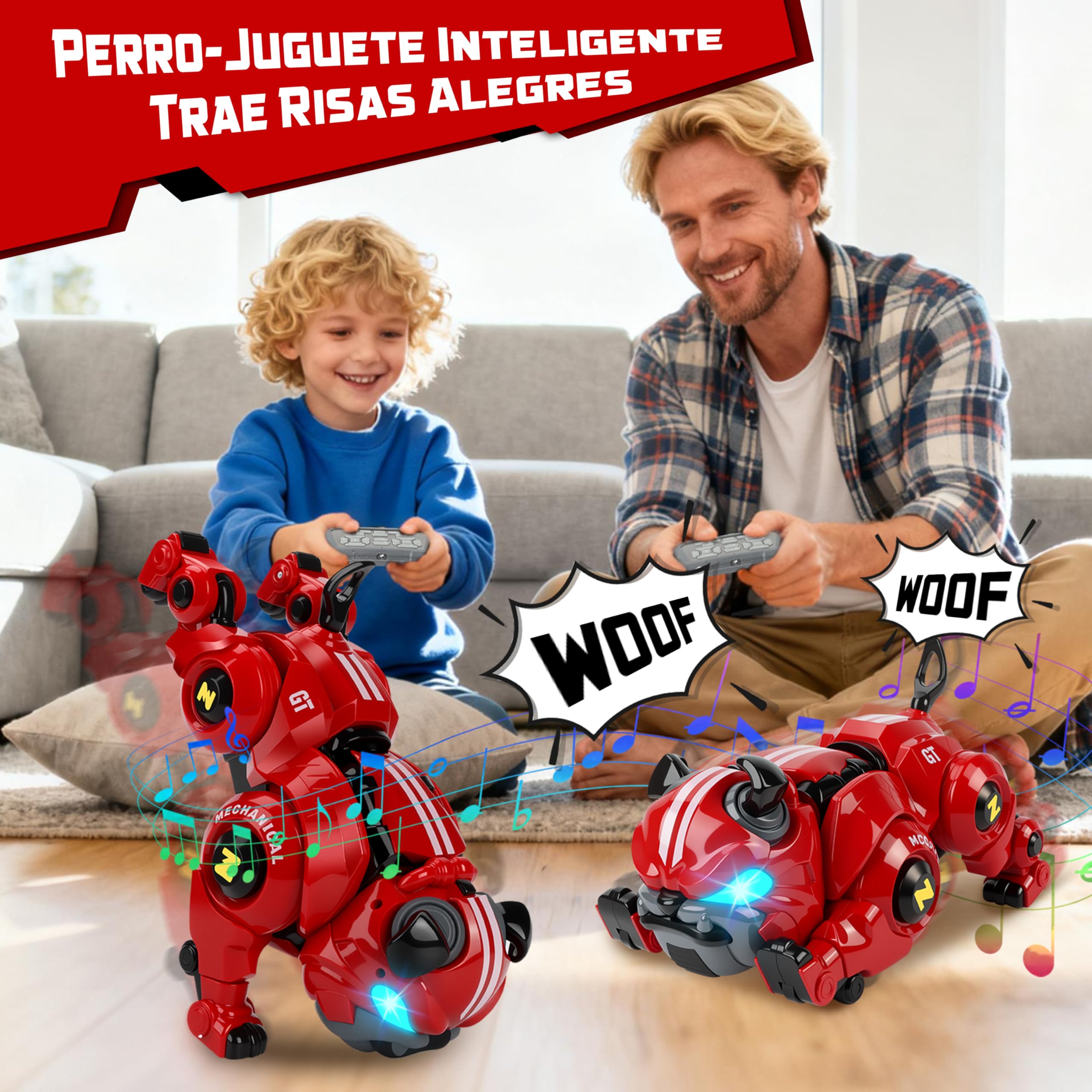 Aragallant Perro Robot Inteligente Juguetes para Niños, Perro Interactivo Robot Programable Niños con 18 Respuestas, Control Remoto, Sensores Táctiles Interactivos, Juguete Robótico para 6 Años