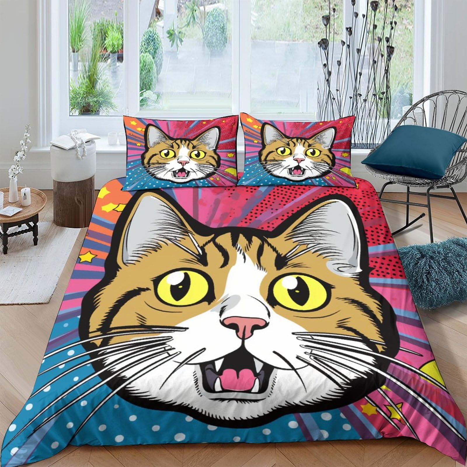 Housse de couette chat imprimé 3D idée cadeau originale anniversaire et Noël