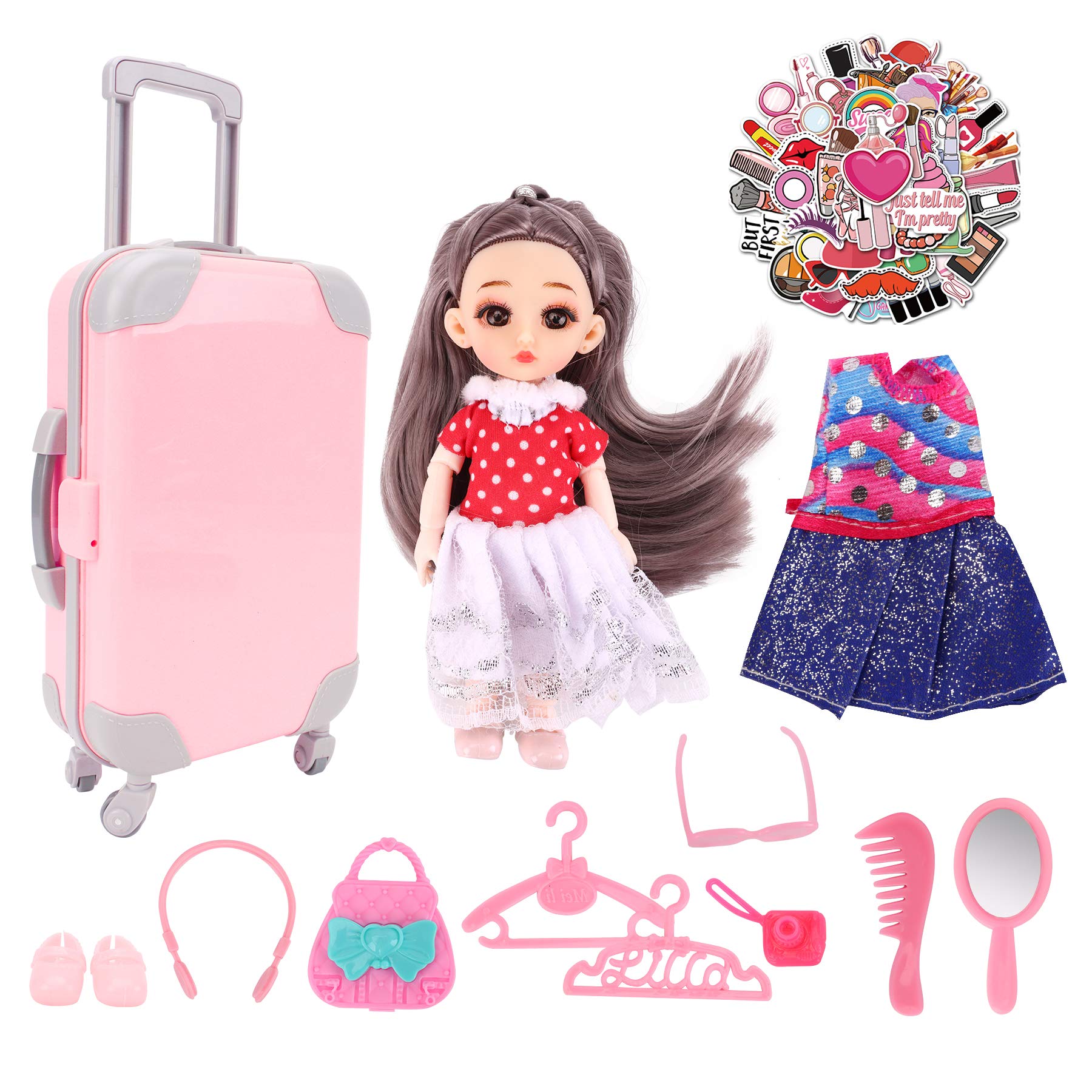 Pala Perra Doll Suitcase Doll Travel Set Including Pink Luggage