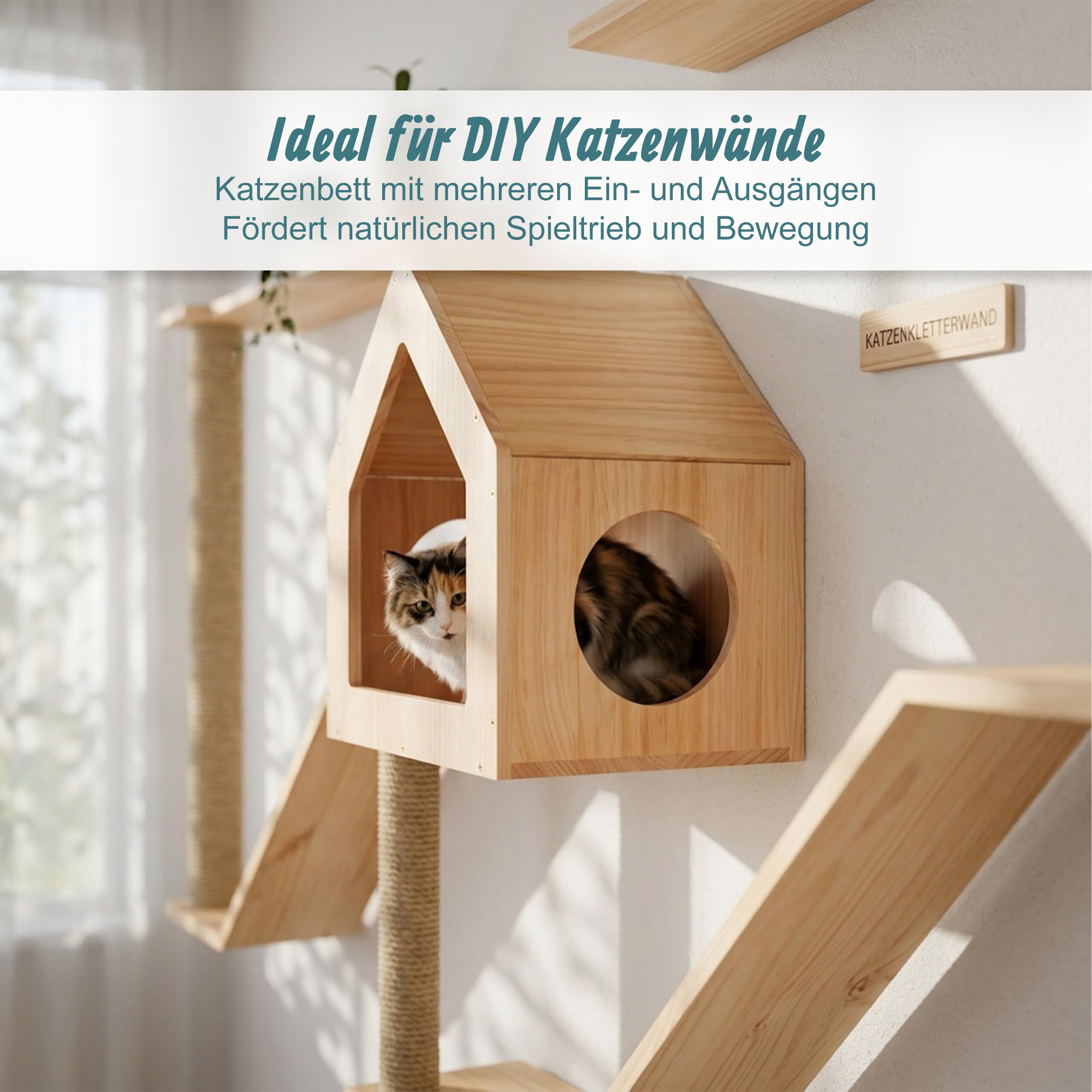 Relaxdays Katzenhaus, Katzenmöbel Wand & Boden, Farbe