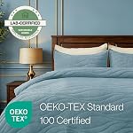 Ensemble de patchs texturés en velours avec shams, literie moderne de luxe tout-saison, confort d'entretien facile, Ultra-Soft,léger & Respirant, Reine, Bleu céleste