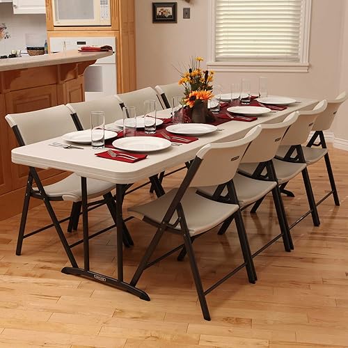 Miniatura 8 de Lifetime 80882 Mesa plegable comercial, 8 pies, paquete de 2, almendra