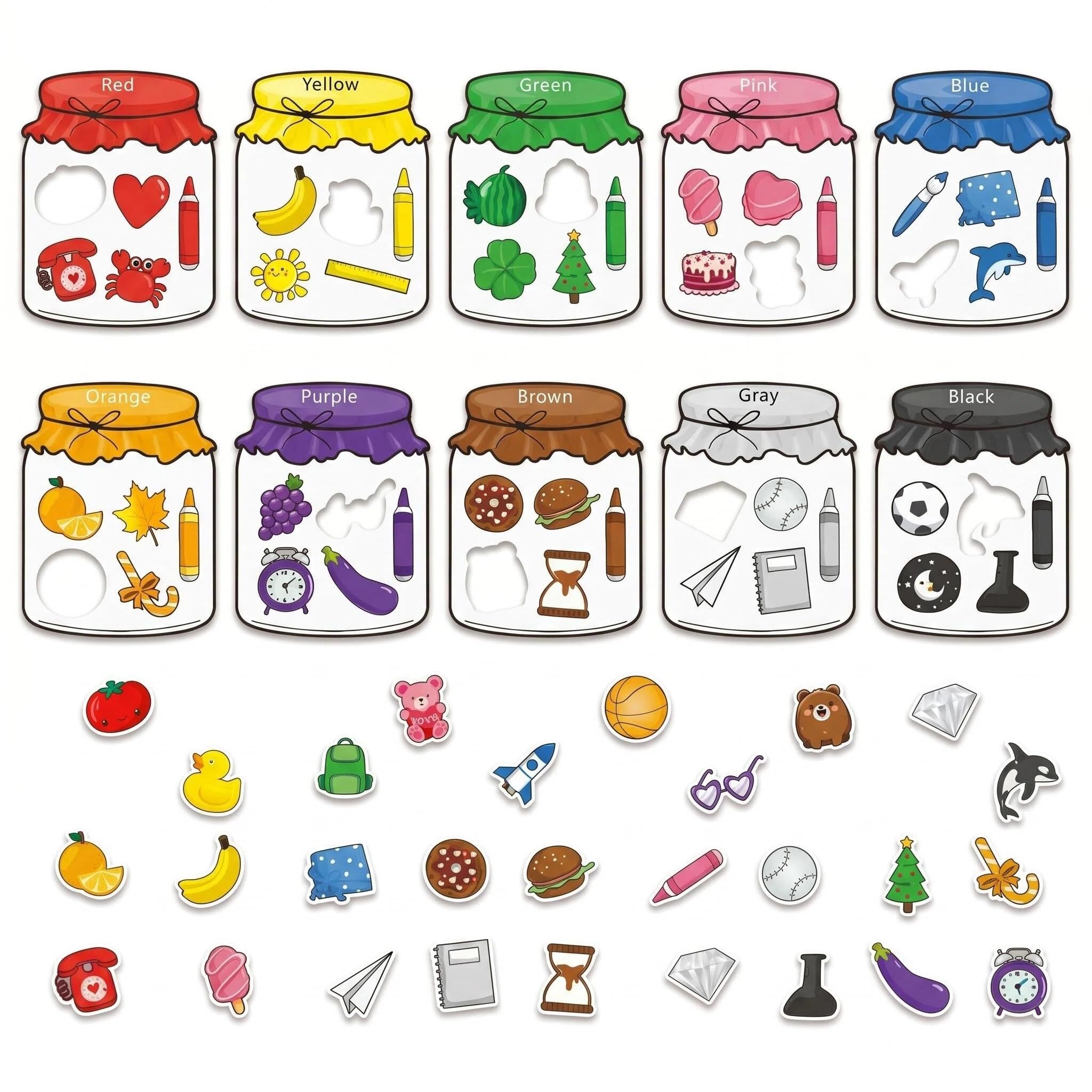 Magnetic Colour Sorting Toys,10 Pcs Fridge Magnets for Kids with 50 Vibrant Learning Shapes,Educational Colour Sorting Set for Whiteboard,Multi-Purpose Magnetic Figures for Ages 2-6 (Style-B)