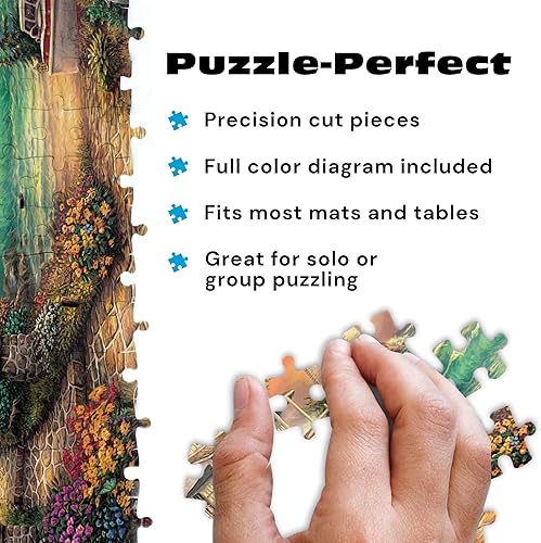 Miniatura 4 de Buffalo Games - Chuck Pinson - Cottage by the Sea - Rompecabezas de 1000 piezas para adultos, rompecabezas de faro sereno con póster, rompecabezas