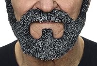 Vista 6 de Mustaches - Barba postiza y autoadhesiva de persona bajo fianza, accesorio de disfraz facial postizo para adultos, color gris y blanco