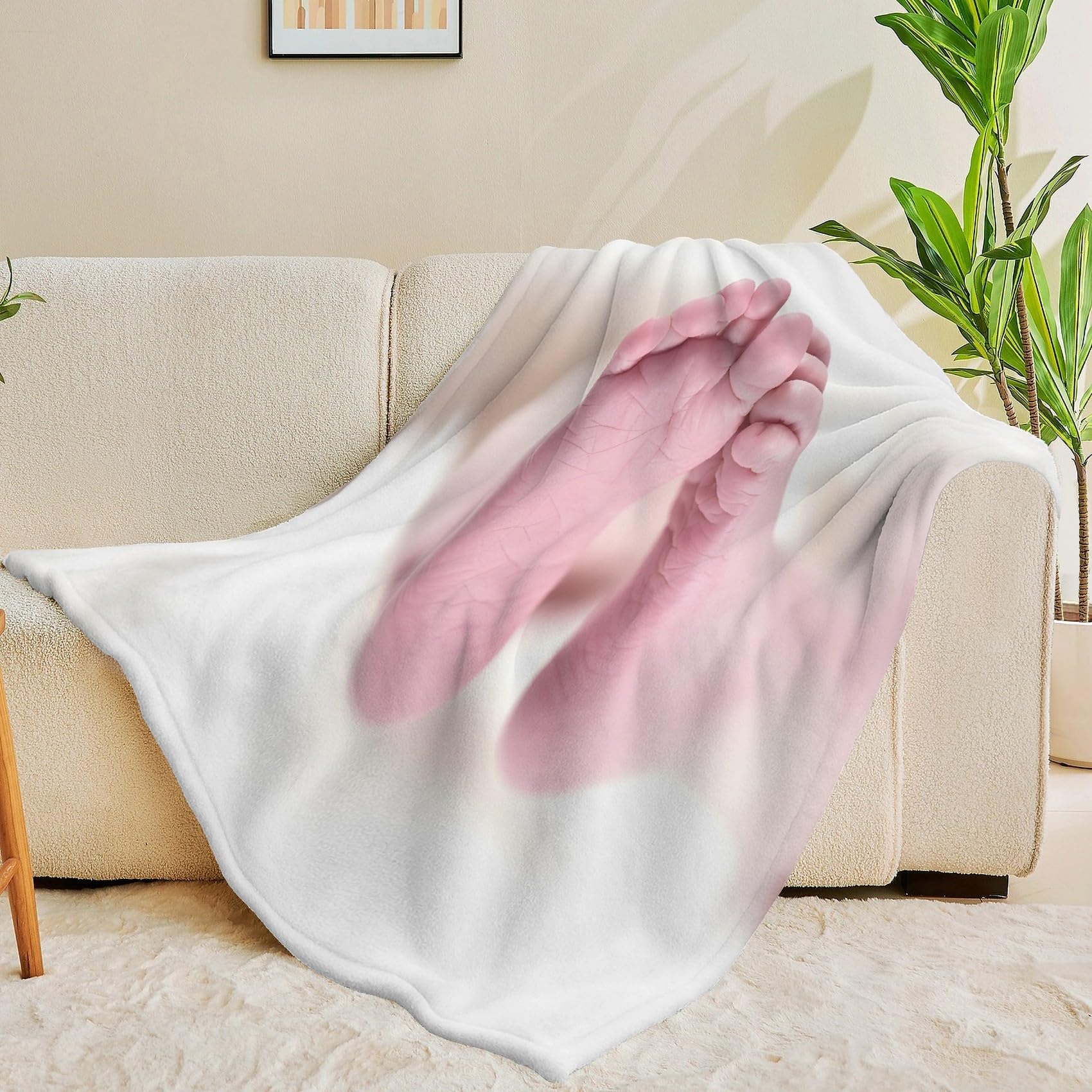 Piccoli piedini di bambino Coperta, Fotografia documentaria Coperta in Flanella di Microfibra 220×240 CM, Leggera, Morbida, Comoda e Calda, Adatto per Divan e Letti