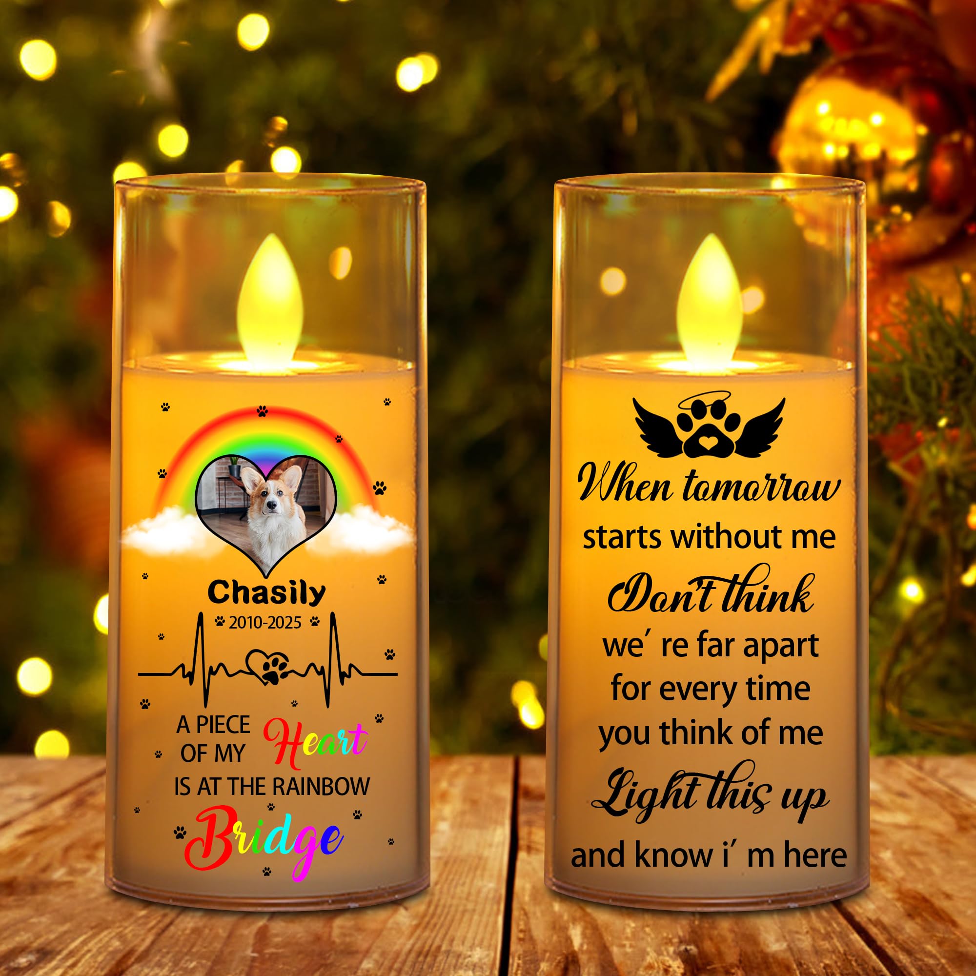 MHJUFGD Personalised Dog Memorial Candle Lamp Custom Name Light This Up and Know I'm Here Candle Decoration Memorial Gift for Loss of Dog Loss of Pet Sympathy Gifts for Dog Owners (Style 1)