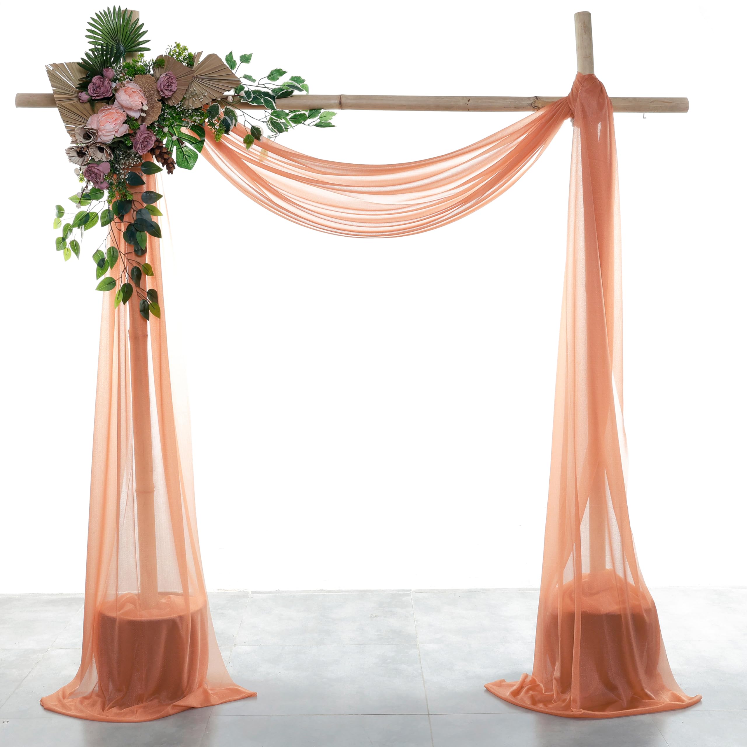VDS Pack of 1 Panel (30 Inch X 100 Feet) Wedding Arch Draping Fabric Sheer Chiffon Fabric Drapery for Wedding Ceremony Reception Swag Backdrop Canopy Chuppah Arbo Altars Decoration (Coral Peach)
