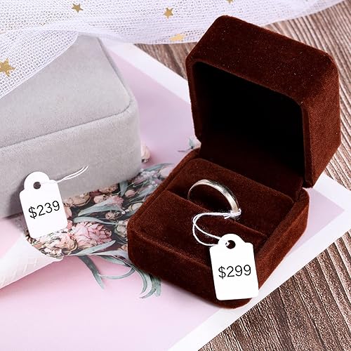 Miniatura 7 de Outus Paquete de 500 etiquetas de precio en blanco con etiqueta de precio blanca con cuerda adjunta, etiqueta colgante para escribir para vender