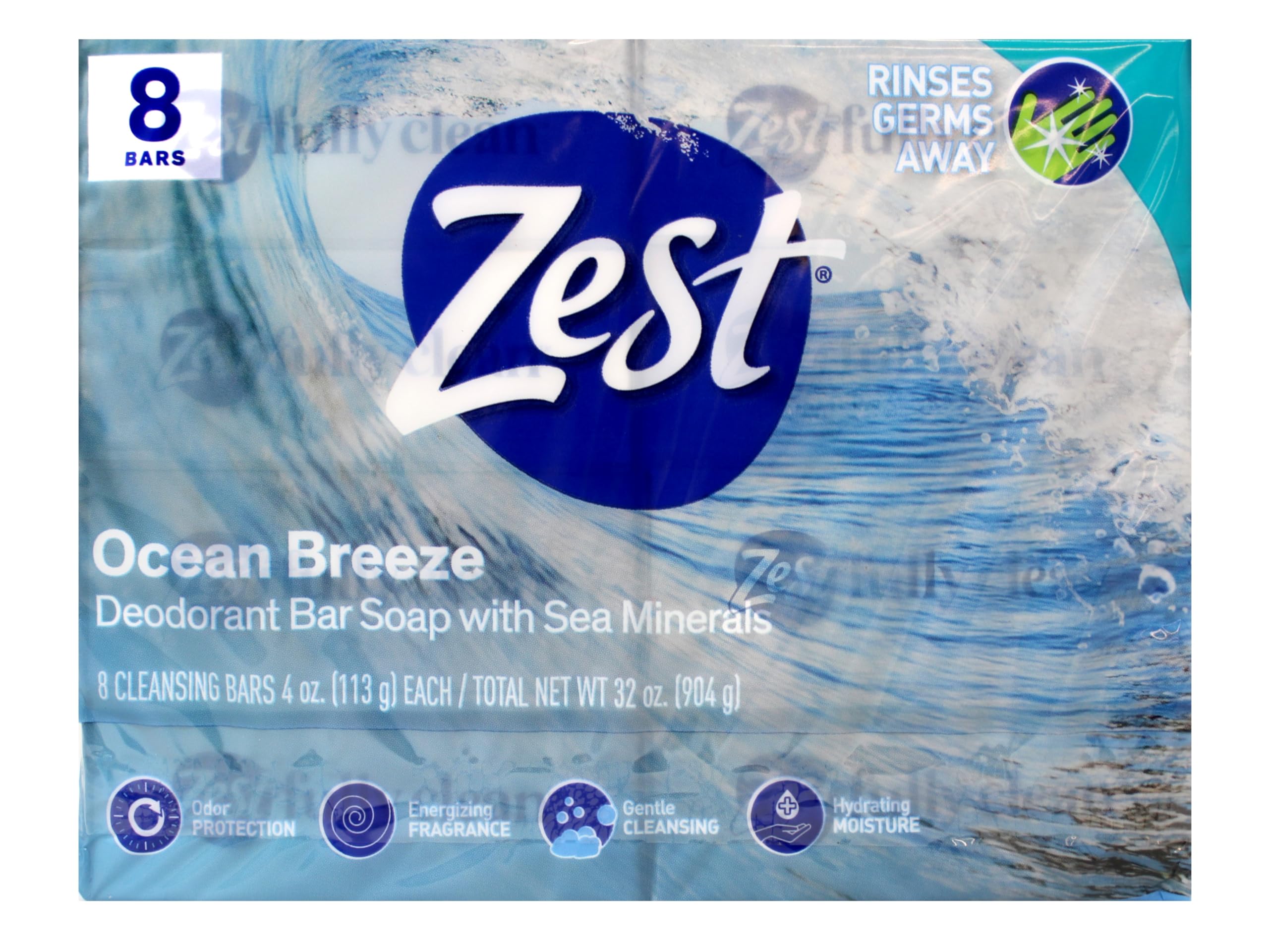 Ocean Breeze Bar Soap - 8 Bars - Enriched With Sea Minerals - Rich Lathering Bars Leave Your Body Feeling Smooth And Moisturized with an Invigorating Scent